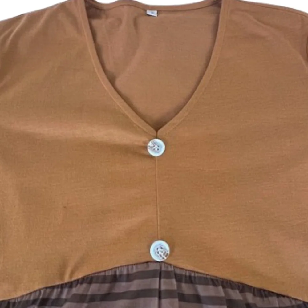 Polka Dots & Stripes Dress Beach Cover-up Loungewear Casual Midi - Picture 5 of 11